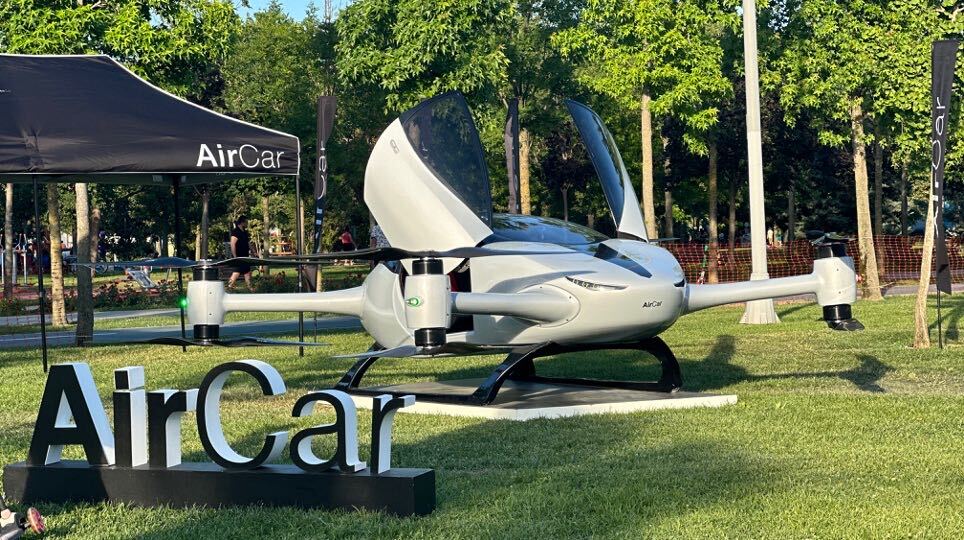 AirCar two-seat electric aircraft with doors open